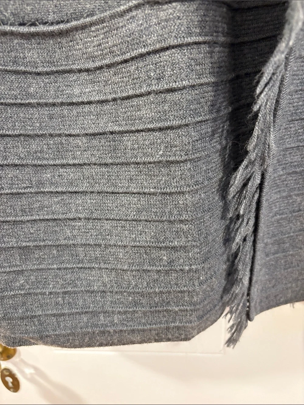 Talbots Charcoal Gray Fringe-Trim Open Cardigan